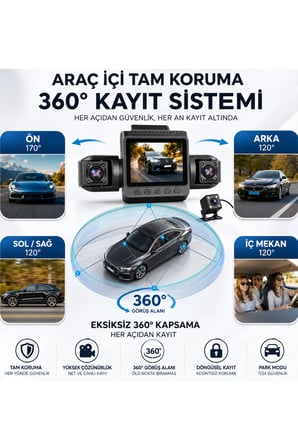 Sy 9720 4 Kameralı Full HD 1080P WiFi Araç İçi Kamera Seti