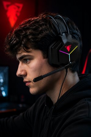 Jedel Gaming GH-561 RGB Işıklı Mikrofonlu Oyuncu Kulaklığı USB 50mm Sürücü