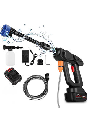 Leerfei 8108 Akülü Araba Yıkama Makinesi | 48V Li-ion Pil | Yüksek Basınçlı Taşınabilir Temizlik Tabancası