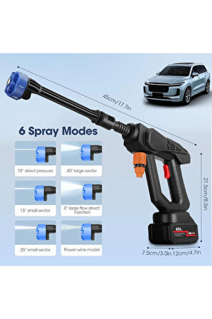 Leerfei 8108 Akülü Araba Yıkama Makinesi | 48V Li-ion Pil | Yüksek Basınçlı Taşınabilir Temizlik Tabancası