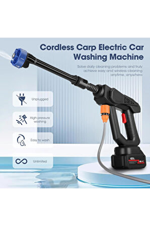 Leerfei 8108 Akülü Araba Yıkama Makinesi | 48V Li-ion Pil | Yüksek Basınçlı Taşınabilir Temizlik Tabancası