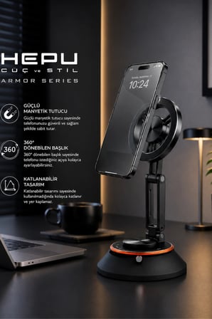 Hepu HP-AA01 Güçlü Manyetik Katlanabilir 360 Döner Torpido Üstü Araç İçi Telefon Tutucu