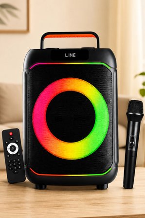Blic BLS-80 30W Kablosuz Bluetooth Hoparlör  8 İnc LED Işıklı Karaoke  Parti Hoparlörü