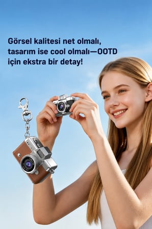 Cepaks Lk-027 Pembe Retro Mini Dijital Fotoğraf Makinesi HD Video, Katlanabilir Ekranlı 48 Mp Flaşlı