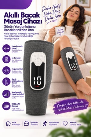 Auhma AMG48 Akıllı Hava Basınçlı Bacak Ve Baldır Masaj Cihazı Isı Terapili Kablosuz Şarjlı Masaj Aleti