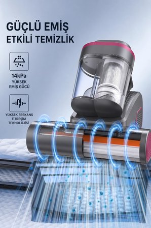 Glr G-163 100W Şarjlı Anti-Mite Süpürge UV Işıklı Akarlar Toz Akarı Yatak Koltuk Süpürgesi