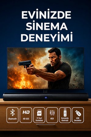 Hepu HP-TV05 Bluetooth Soundbar Hoparlör Ses Sistemi - TV ve Bilgisayar Uyumlu Ev Sinema Sistemi