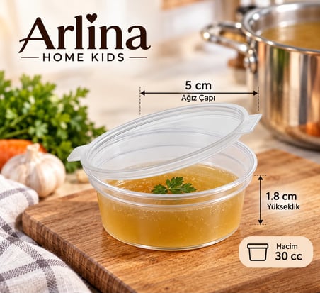 Arlina Home Kids 30 cc Kapaklı Sos ve Saklama Kabı 50'li Paket