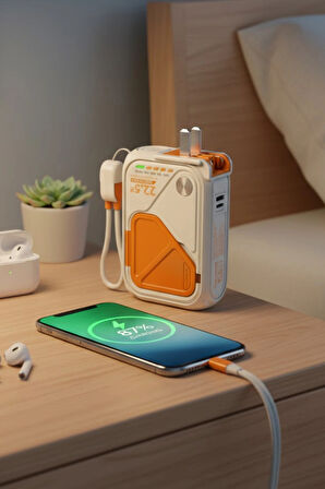 Fulltech FP18 10000 mAh 22.5W Powerbank  5in1 Kablosuz Şarj Fişli Priz Adaptörü ve Hızlı Şarj Desteği