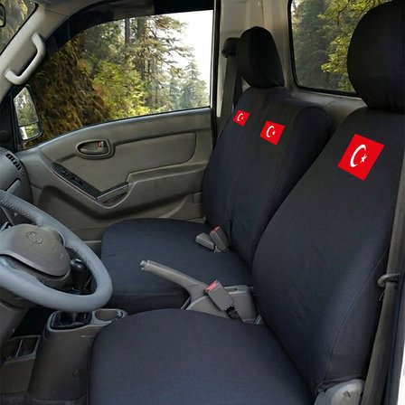 Hyundai H100 Siyah Penye Oto Koltuk Kılıfı - Türk Bayrağı Baskılı