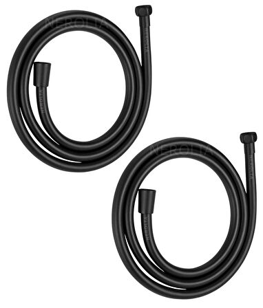 (2 Adet) 150cm Siyah PVC Banyo Duş Hortumu / Kopmaz, Kıvrışmaz, Kırılmaz