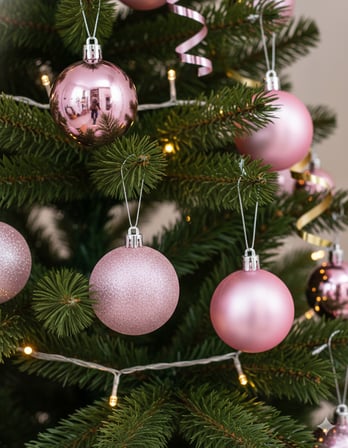 6 cm – Pembe Mat Parlak Simli Yılbaşı Top Süs 6 Parça Dekoratif Ağaç ve Parti Süsü