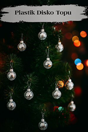 3 cm 12'li Gümüş Disko Topu Yılbaşı Ağaç Süsü Seti – Parlak Dekoratif Top Süs