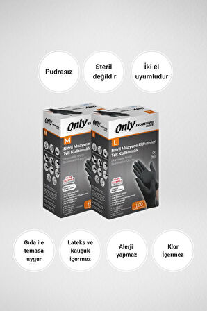 Only Evo Beyond Nitril Muayene Eldiveni M (100 adet x 2)