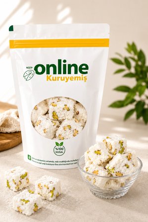Hindistan Cevizli Duble Antep Fıstıklı Lokum 1000 gr