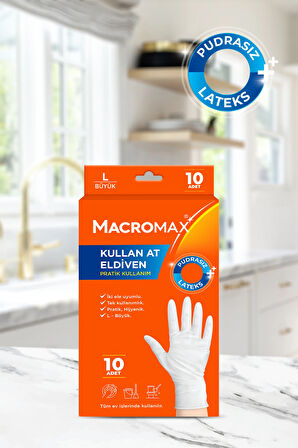 Kullan At Lateks Eldiven L - Büyük 3 Adet