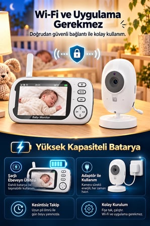 Harvox BC-001 Bebek Kamerası Lcd Ekranlı Gece Görüşlü Bebek Telsizi Bebek Odası Kamerası Monitörü