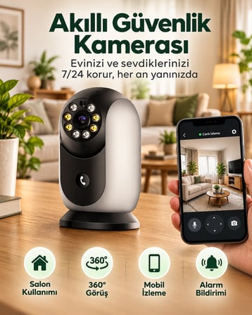 Harvox HX-IC006 Full HD Akıllı IP Gece Görüşlü Bebek Ve Ev Güvenlik Kamerası