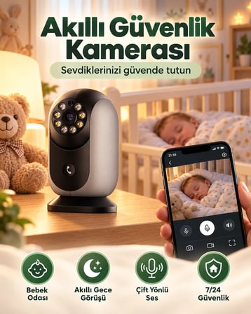 Harvox HX-IC006 Full HD Akıllı IP Gece Görüşlü Bebek Ve Ev Güvenlik Kamerası