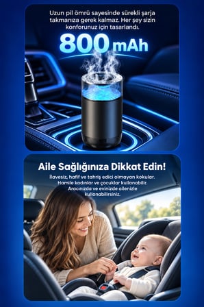 Harvox HX-CF002 Akıllı Araç Parfümü LED Işıklı Buhar Efektli Oto Kokusu Difüzör