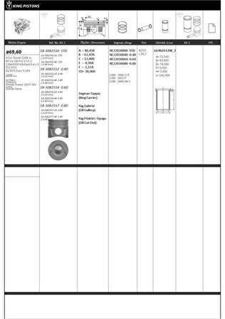 Opel Motor Piston+segmanı (riken) Astra J Corsa D Grande Punto1.3cdtı 16v Linea Grande Punto 199a3000 Mul - Kingpiston 18-3082554-20