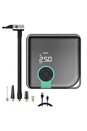 ZC-001 Taşınabilir Kablosuz Dijital Hava Kompresörü Pompa 150 PSI, Otomatik Lastik Şişirme Cihazı, LED Işık