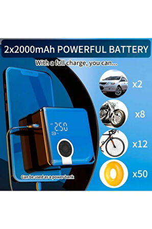 ZC-001 Taşınabilir Kablosuz Dijital Hava Kompresörü Pompa 150 PSI, Otomatik Lastik Şişirme Cihazı, LED Işık