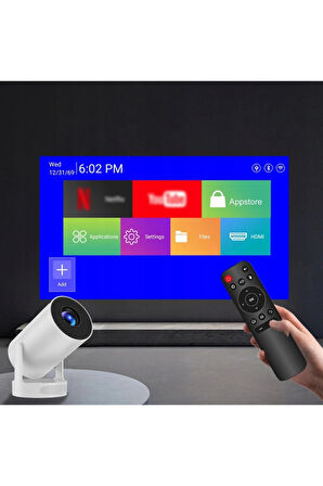 HY300ProMax Bataryalı Android Akıllı Projektör - 4K Destekli, WiFi6, Taşınabilir Ev Sineması