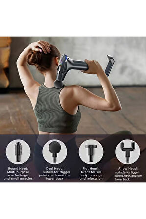 Leerfei Lf-6144 3'ü 1 Arada Ayırılabilir Titreşimli Masaj Tabancası - Derin Doku, Tetik Noktası Masaj Aleti