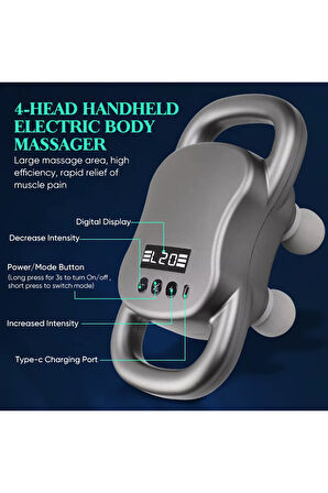 Glr Hy-2202 4 Başlıklı Faysa Tabancası - Çok Fonksiyonlu El Masaj Aleti - 20 Vites Ayarlı