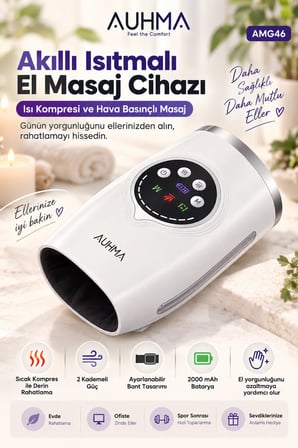 Auhma AMG46 Akıllı Isıtmalı El Masaj Cihazı Pro Hava Basınçlı Kablosuz El Masaj Aleti