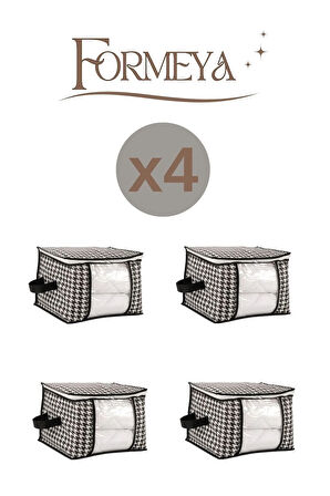 Orta Boy Lüks Pencereli Kazak-Pike-Battaniye Hurcu Dolap Düzenleyici Hurç 40 x 30 x 30 cm - 4 Adet