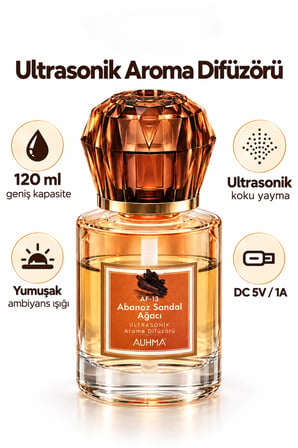 Auhma AF-13 Sarı Araç ve Ev Kokusu Difüzörü 120 ml Kristal Işıklı Hava Nemlendirici Koku Makinesi