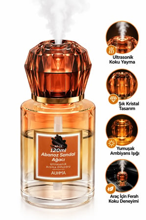 Auhma AF-13 Sarı Araç ve Ev Kokusu Difüzörü 120 ml Kristal Işıklı Hava Nemlendirici Koku Makinesi