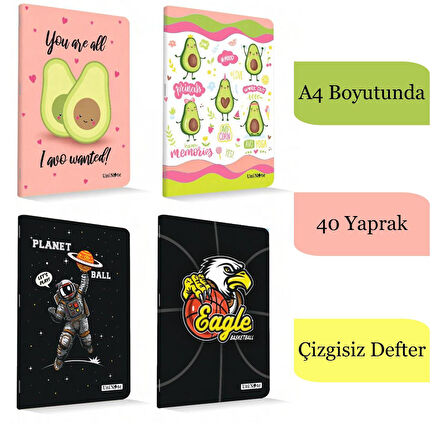 Çınar Uninote A4 40 Yaprak Karton Kapak Dikişli Defter