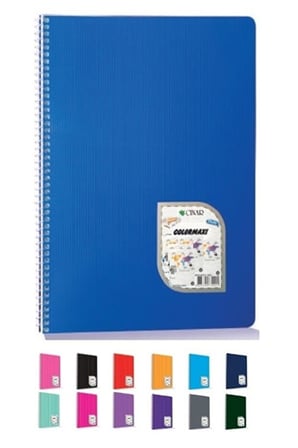 Colormaxi A4 Spiralli Plastik Kapak 96 Yaprak Kareli Defter 96/4 (12 Li Paket)
