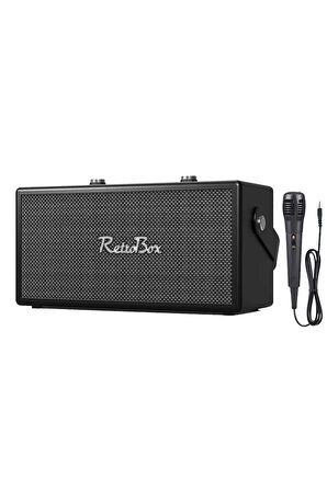 Acl Acs-19 Retro Müzik Kutusu Bluetooth 5.0 Hoparlör Kablolu Mikrofonlu Karaoke Destekli 20W Ses Sistemi
