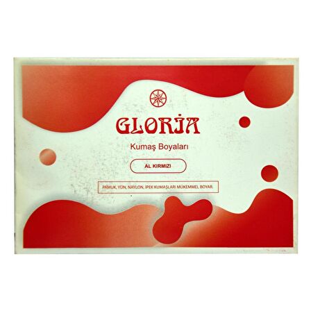 Gloria Al Kırmızı Renkli Pamuk Yün Naylon İpek Kumaş Boyası 10Gr