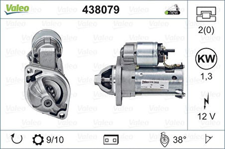 Mercedes Mars Motoru (12v 1,3kw 9 Dis) A-Class W168 99>04 B-Class W245 05>11 - Valeo 438079