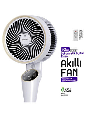 Auhma ACFN03 Beyaz 35W 90 Cm Sessiz Soğutucu Dokunmatik Harketli Akıllı Fan