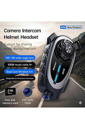 Blic Q29 Kask İntercom 1080P Kamera Seti 2X Eşleşmeli 1500mAh Uzun Pil Ömrü Suya Dayanıklı