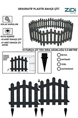 Dekoratif Plastik Bahçe ve Peyzaj Çiti 10 ADET ÇİT (Y: 50 CM / G: 5.5 M) TOPRAK AYAKLI