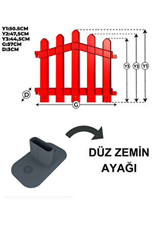 Dekoratif Plastik Alan Oluşturma ve Bahçe Çiti 1 ADET ÇİT (Y: 50 CM / G: 55 CM) SERT ZEMİN AYAKLI