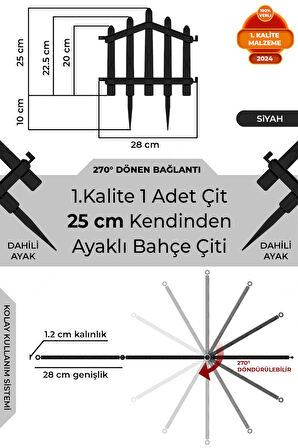 Dekoratif Plastik Bahçe Çiti ve Peyzaj Çiti 1 ADET ÇİT (Y: 25 CM / G: 25 CM) TOPRAK AYAKLI