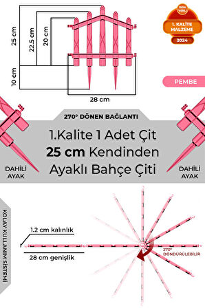 Dekoratif Plastik Bahçe Çiti ve Peyzaj Çiti 1 ADET ÇİT (Y: 25 CM / G: 25 CM) TOPRAK AYAKLI