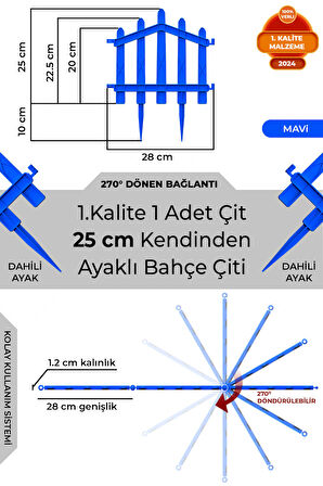 Dekoratif Plastik Bahçe Çiti ve Peyzaj Çiti 1 ADET ÇİT (Y: 25 CM / G: 25 CM) TOPRAK AYAKLI