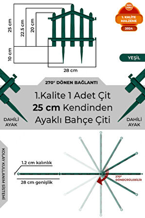 Dekoratif Plastik Bahçe Çiti ve Peyzaj Çiti 1 ADET ÇİT (Y: 25 CM / G: 25 CM) TOPRAK AYAKLI