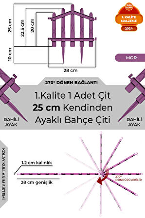 Dekoratif Plastik Bahçe Çiti ve Peyzaj Çiti 1 ADET ÇİT (Y: 25 CM / G: 25 CM) TOPRAK AYAKLI