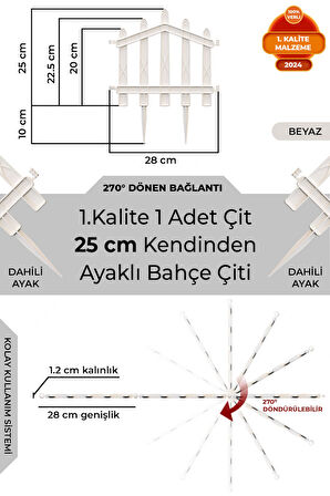 Dekoratif Plastik Bahçe Çiti ve Peyzaj Çiti 1 ADET ÇİT (Y: 25 CM / G: 25 CM) TOPRAK AYAKLI