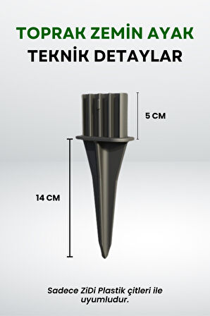 Çit Uyumlu 10'lu Toprak Zemin Ayak - Siyah